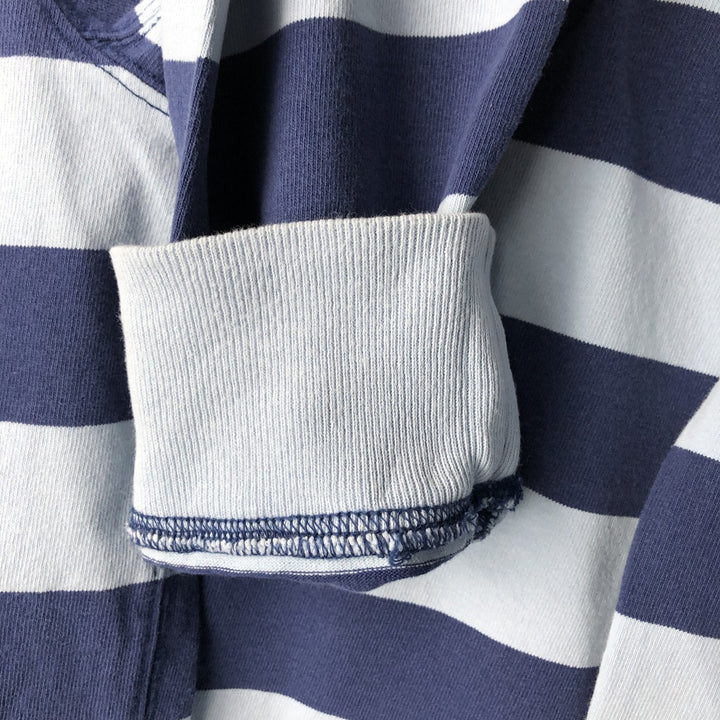 Ralph Lauren POLO by Ralph Lauren CUSTOM FIT Border Pattern Long Sleeve Rugby Shirt Men's L size cotton blue type Vintage Second Hand