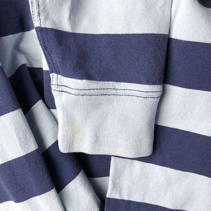 Ralph Lauren POLO by Ralph Lauren CUSTOM FIT Border Pattern Long Sleeve Rugby Shirt Men's L size cotton blue type Vintage Second Hand