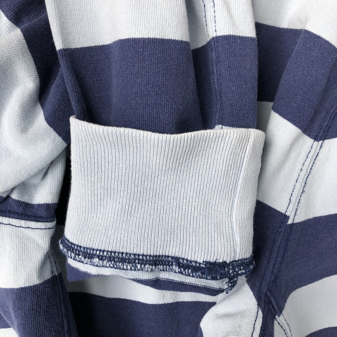 Ralph Lauren POLO by Ralph Lauren CUSTOM FIT Border Pattern Long Sleeve Rugby Shirt Men's L size cotton blue type Vintage Second Hand