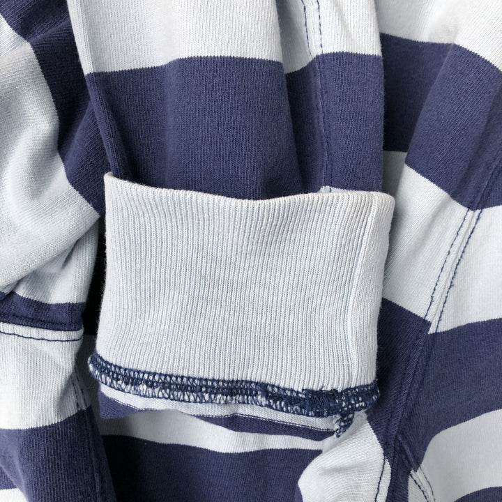 Ralph Lauren POLO by Ralph Lauren CUSTOM FIT Border Pattern Long Sleeve Rugby Shirt Men's L size cotton blue type Vintage Second Hand