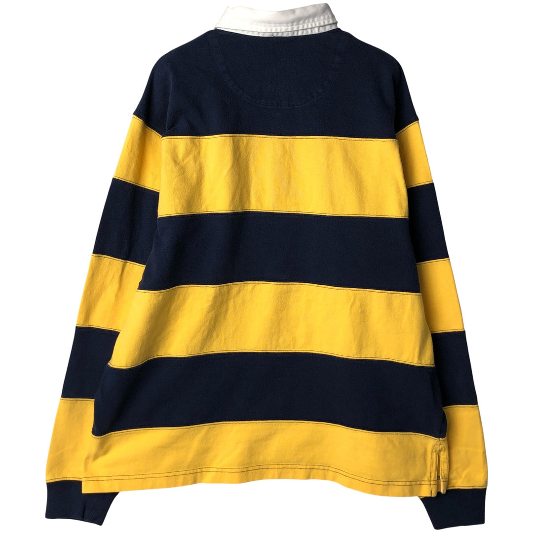 Ralph Lauren POLO by Ralph Lauren Striped Pattern Long Sleeve Rugby Shirt Men's Size L cotton navy blue type Vintage Second Hand