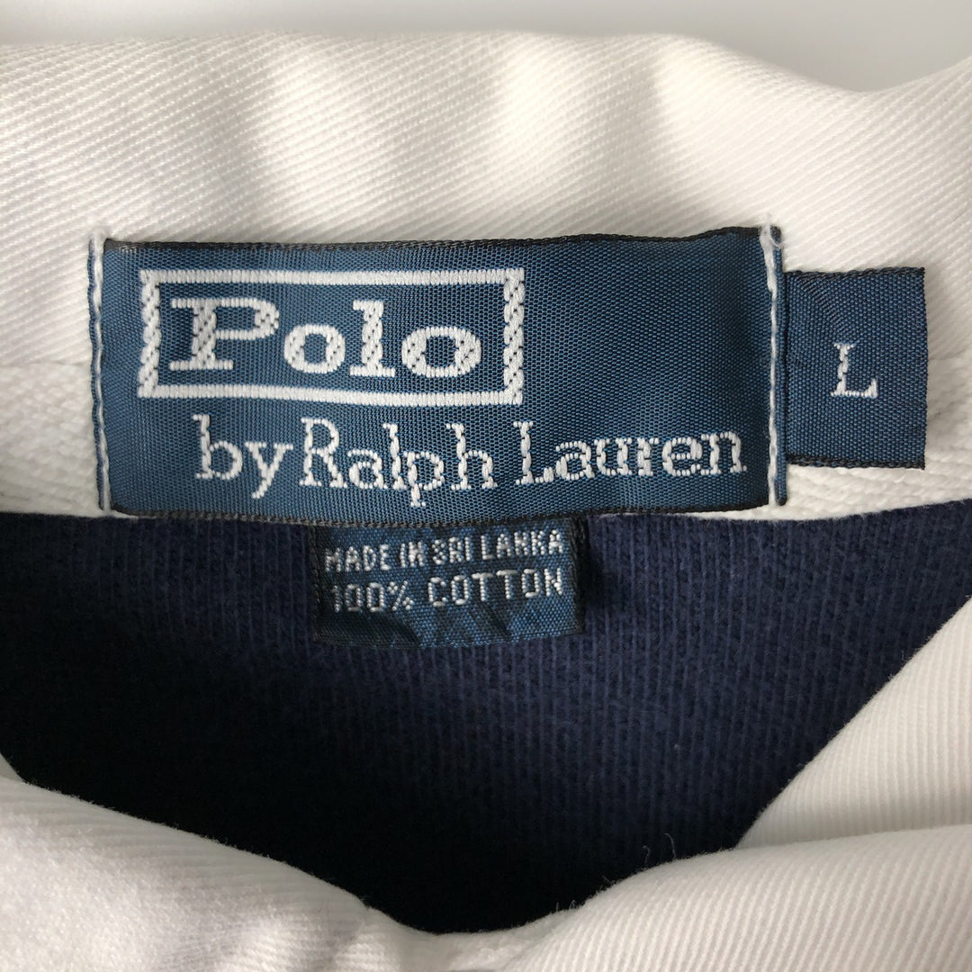 Ralph Lauren POLO by Ralph Lauren Striped Pattern Long Sleeve Rugby Shirt Men's Size L cotton navy blue type Vintage Second Hand