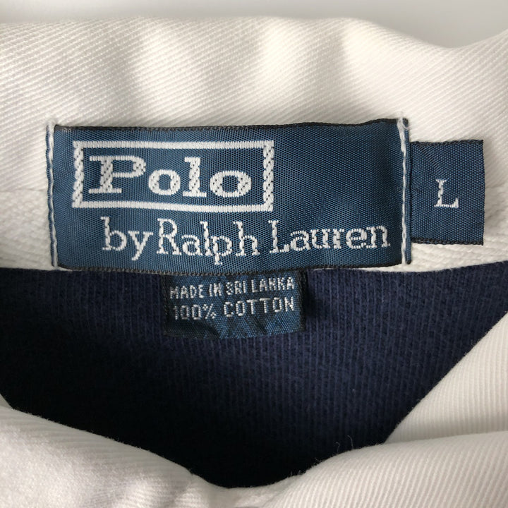 Ralph Lauren POLO by Ralph Lauren Striped Pattern Long Sleeve Rugby Shirt Men's Size L cotton navy blue type Vintage Second Hand