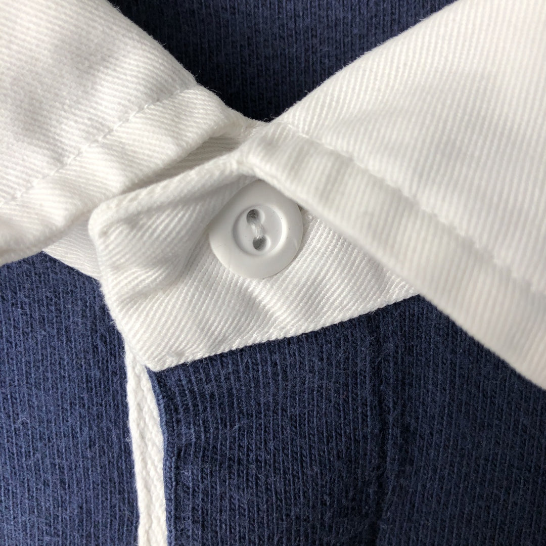 Ralph Lauren POLO by Ralph Lauren Striped Pattern Long Sleeve Rugby Shirt Men's Size L cotton navy blue type Vintage Second Hand