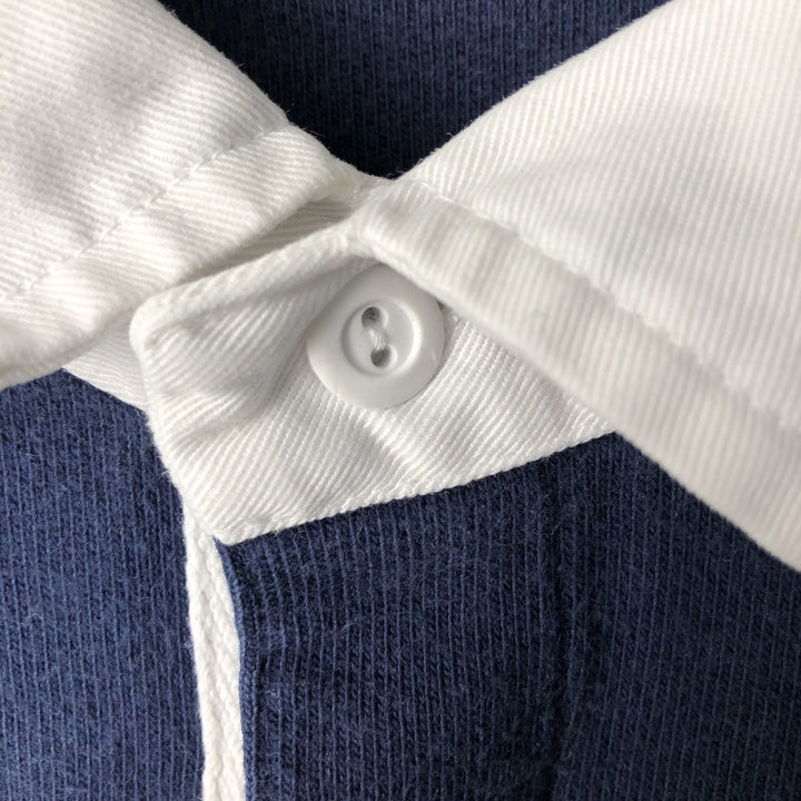 Ralph Lauren POLO by Ralph Lauren Striped Pattern Long Sleeve Rugby Shirt Men's Size L cotton navy blue type Vintage Second Hand