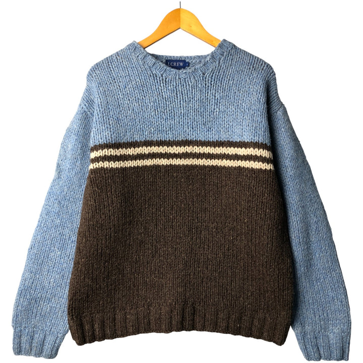 90'S J.Crew wool knit sweater, men's size L, vintage wool Blue type light blue Vintage Second Hand