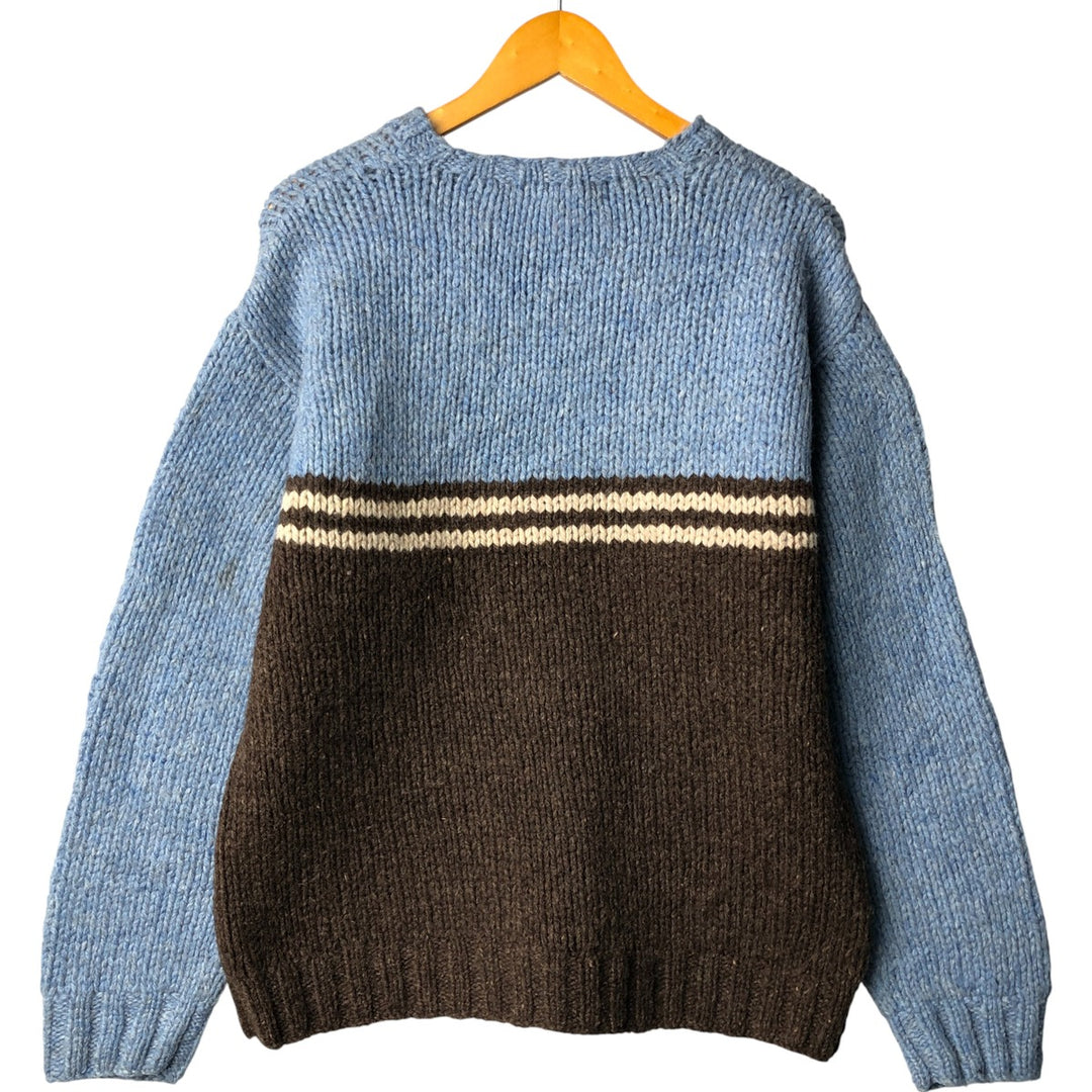 90'S J.Crew wool knit sweater, men's size L, vintage wool Blue type light blue Vintage Second Hand