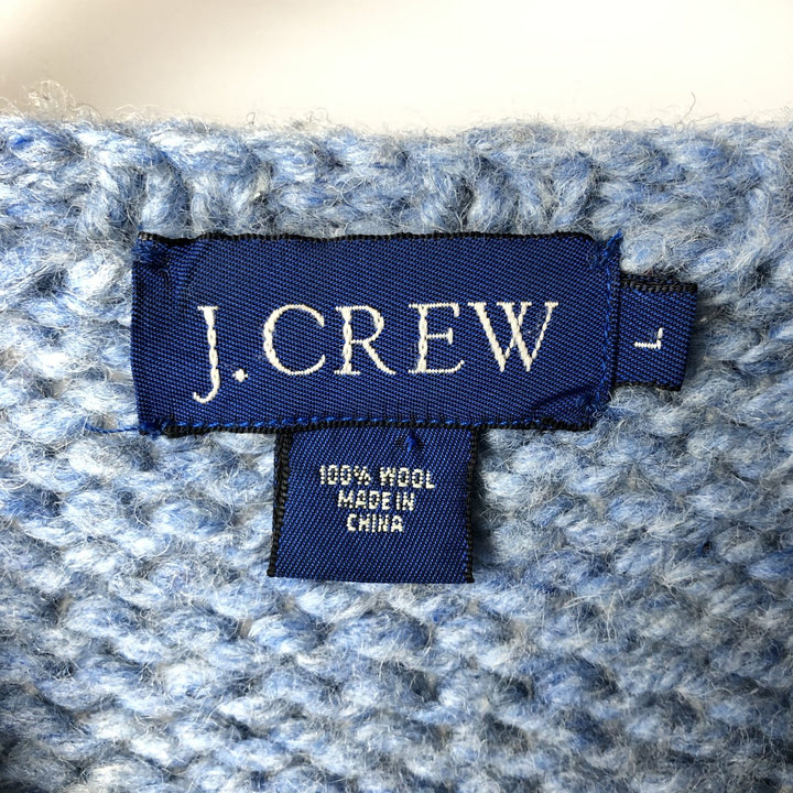 90'S J.Crew wool knit sweater, men's size L, vintage wool Blue type light blue Vintage Second Hand