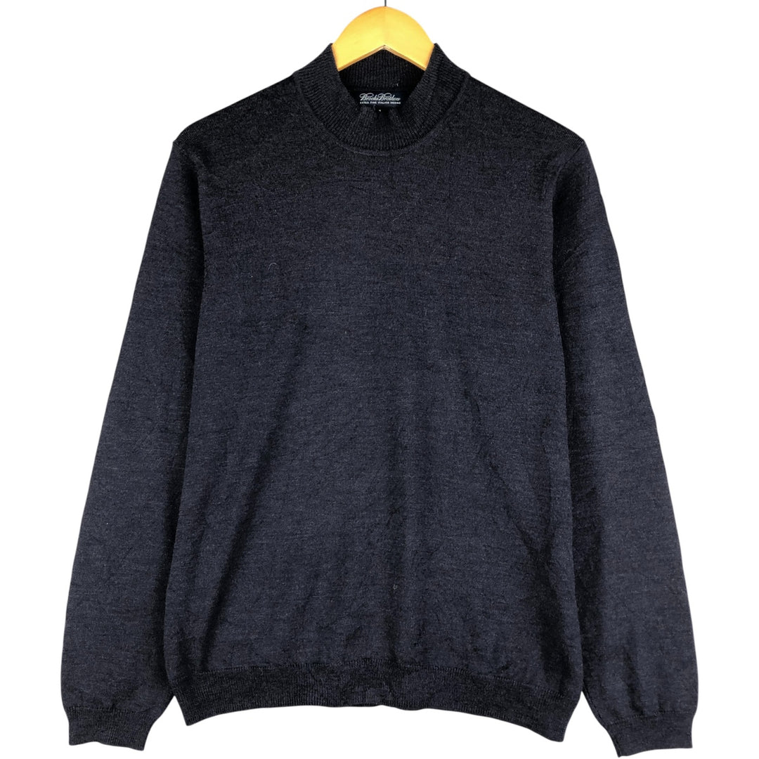 Brooks Brothers high-neck wool knit sweater, size M Merino wool navy blue type Vintage Second Hand