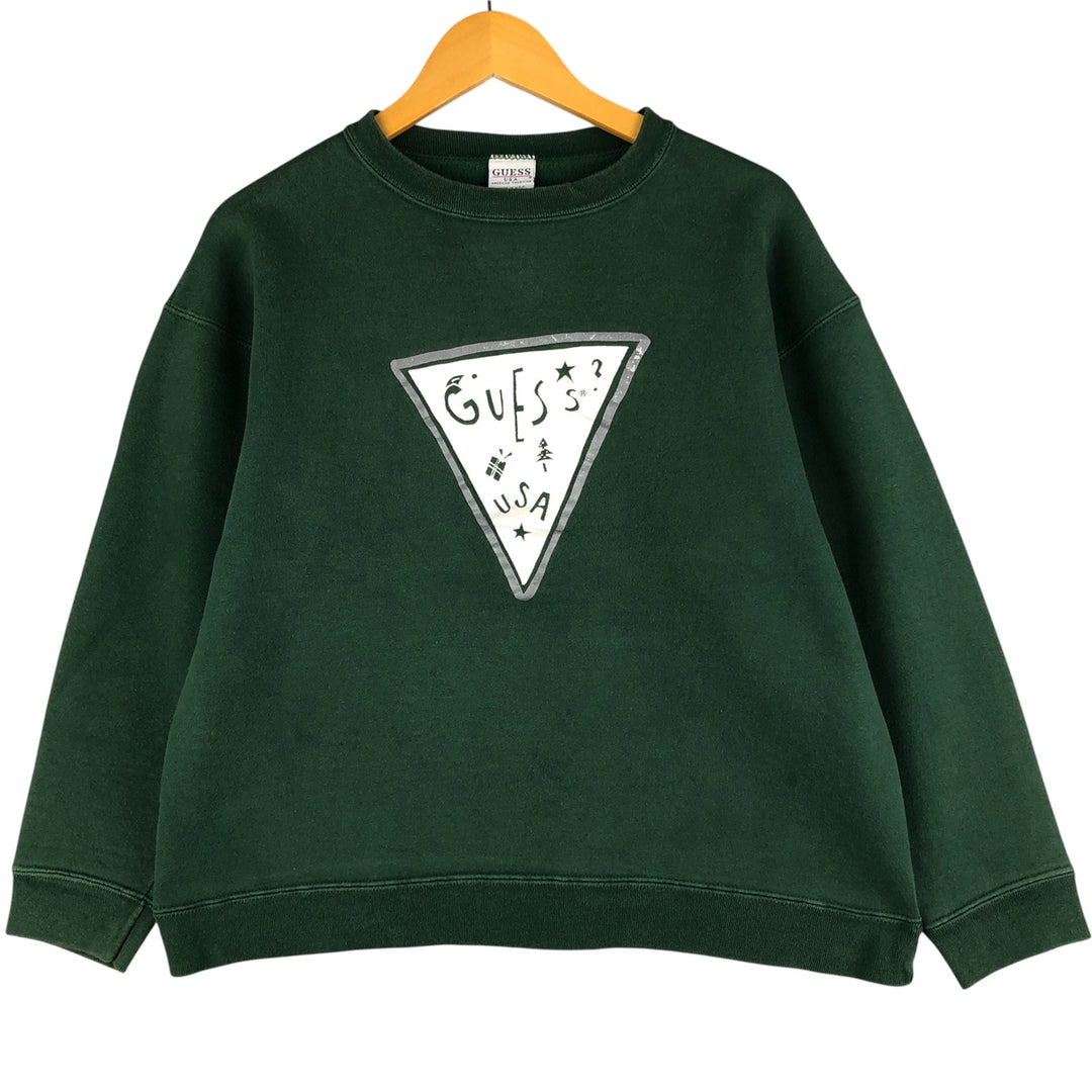 90'S Guess printed sweatshirt, made in the USA, men's size L, vintage unclear green type Vintage Second Hand