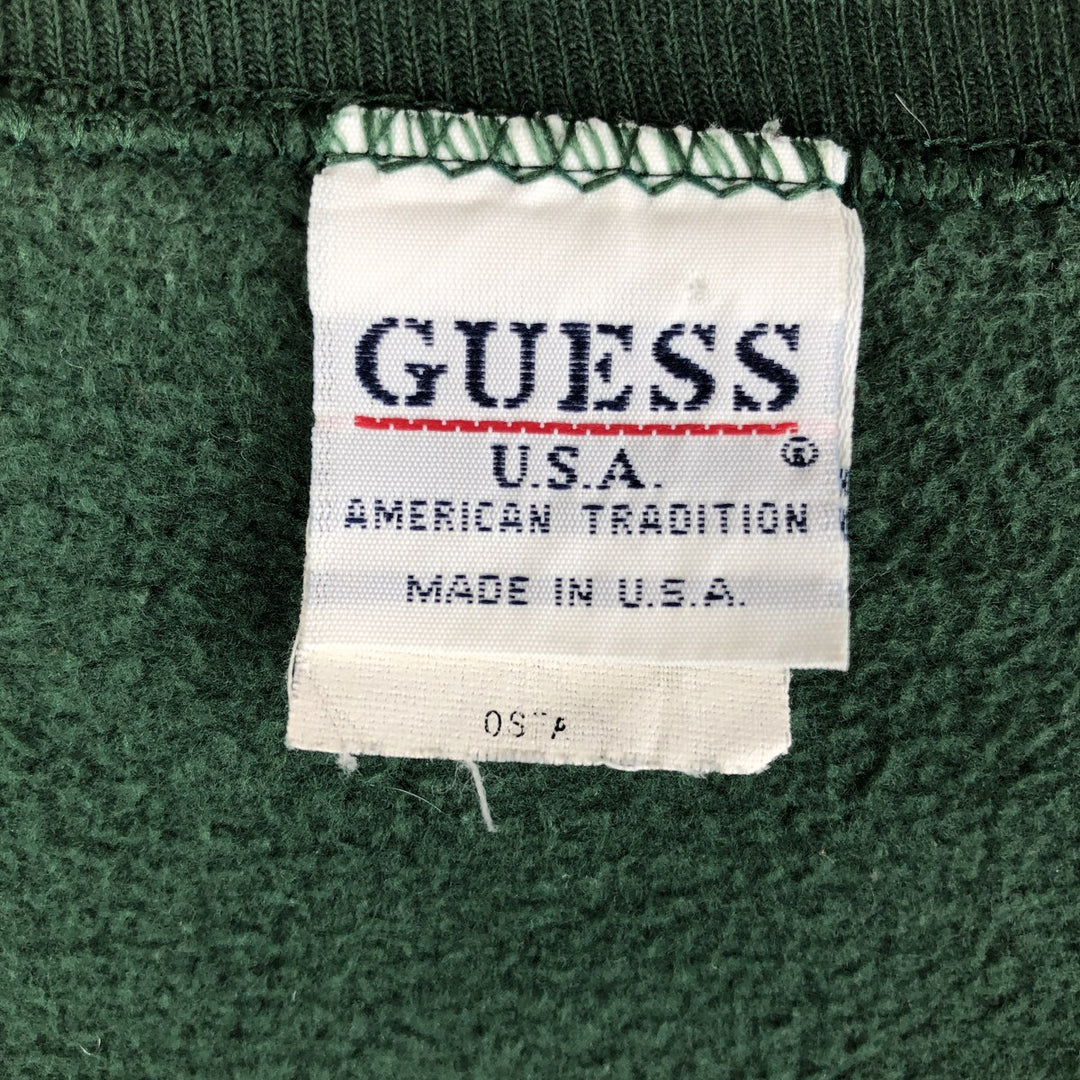90'S Guess printed sweatshirt, made in the USA, men's size L, vintage unclear green type Vintage Second Hand