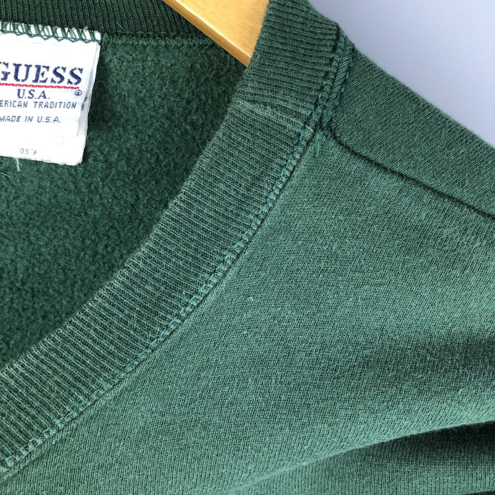 90'S Guess printed sweatshirt, made in the USA, men's size L, vintage unclear green type Vintage Second Hand
