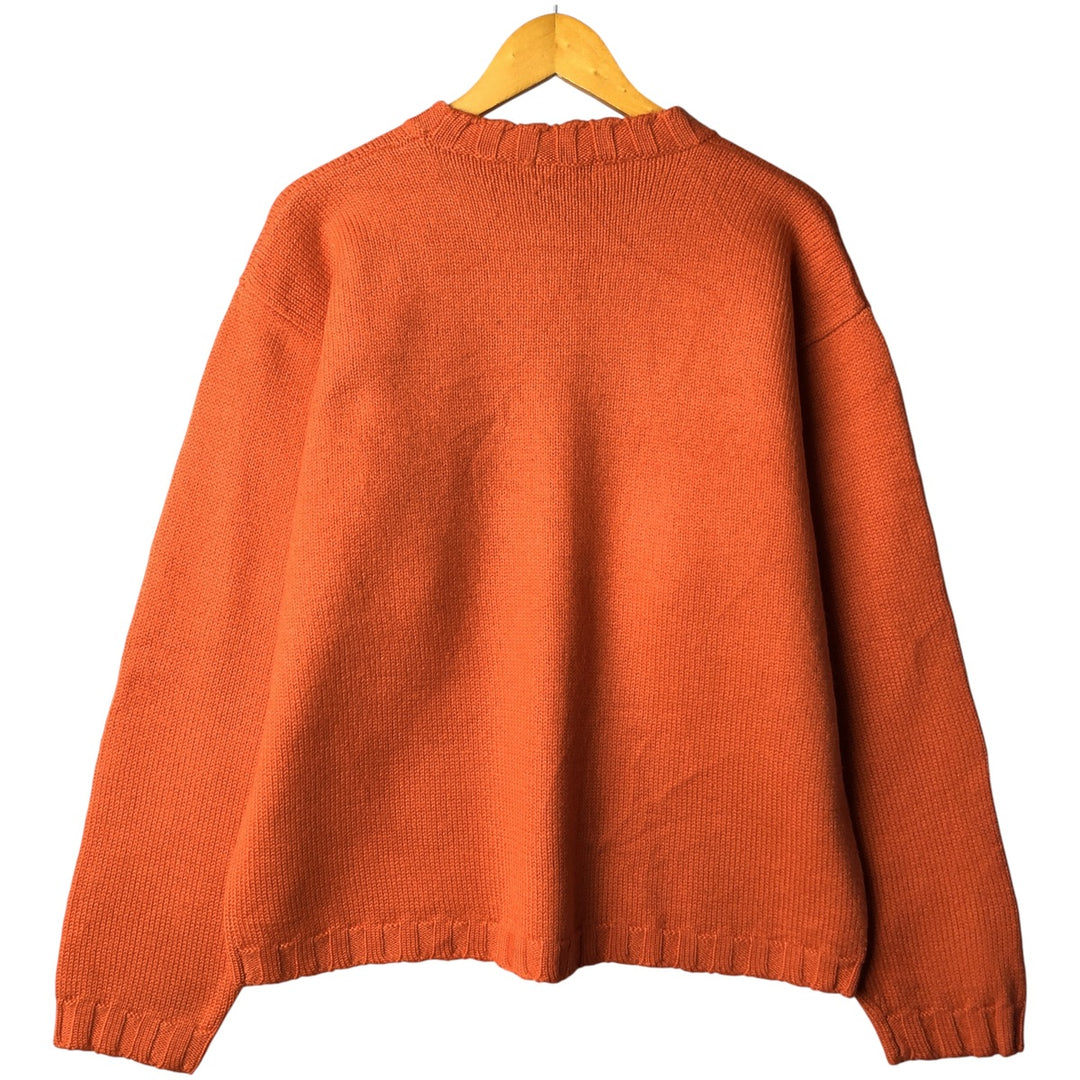 90'S J.Crew wool knit sweater, men's size XL, vintage wool orange type Vintage Second Hand
