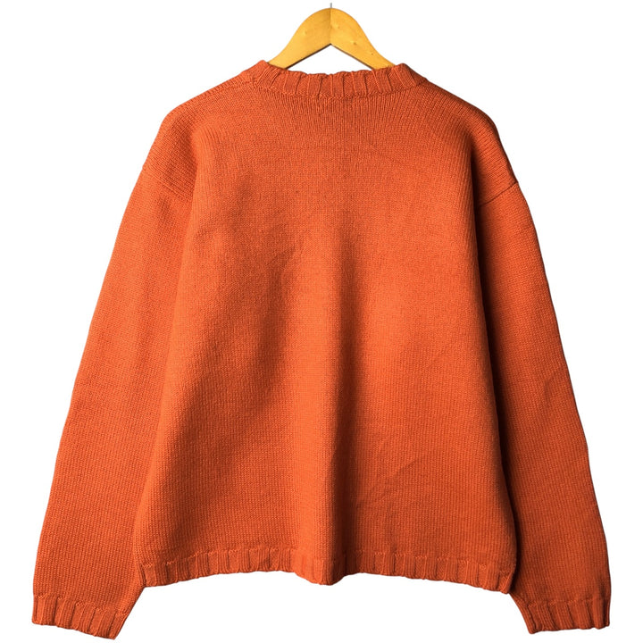 90'S J.Crew wool knit sweater, men's size XL, vintage wool orange type Vintage Second Hand
