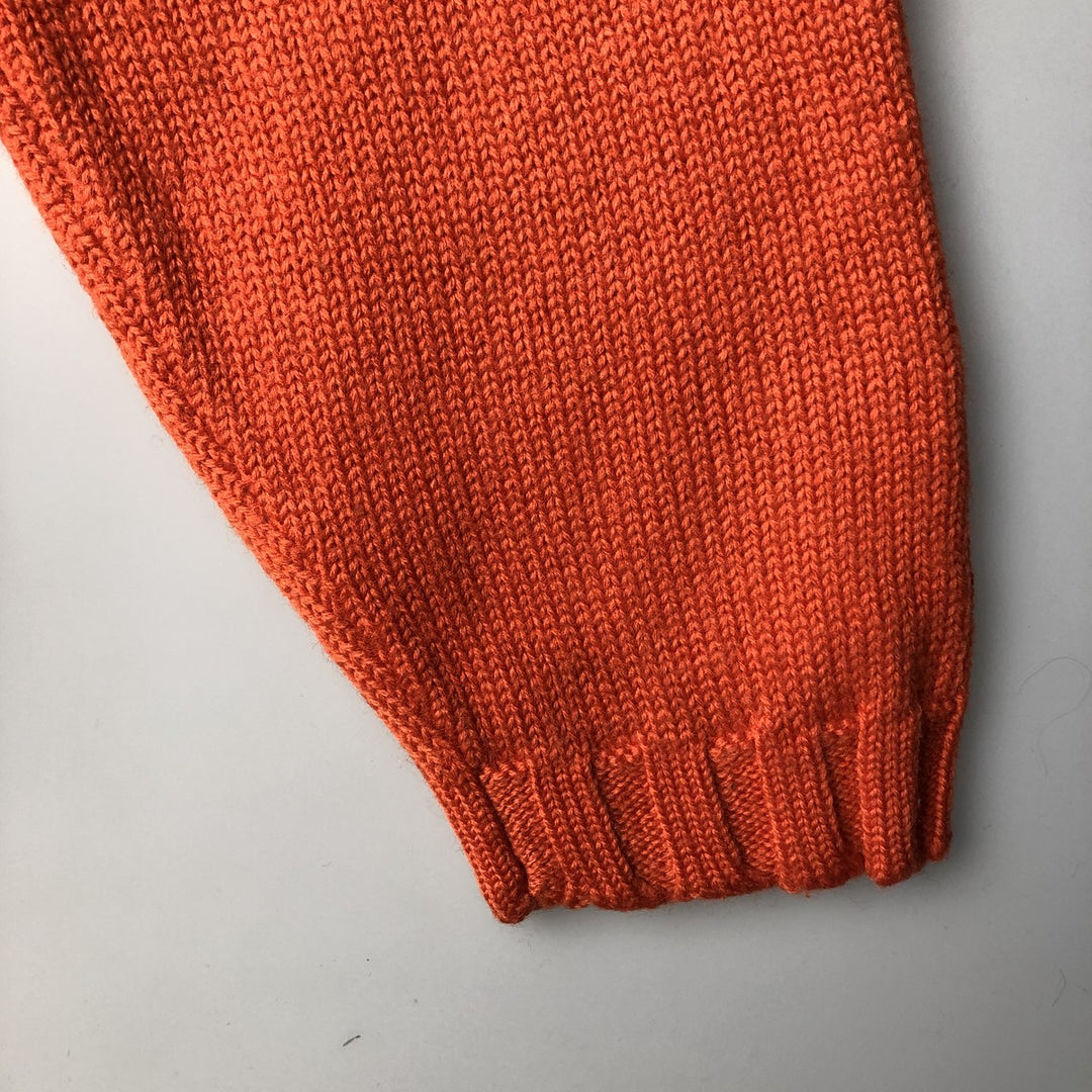 90'S J.Crew wool knit sweater, men's size XL, vintage wool orange type Vintage Second Hand