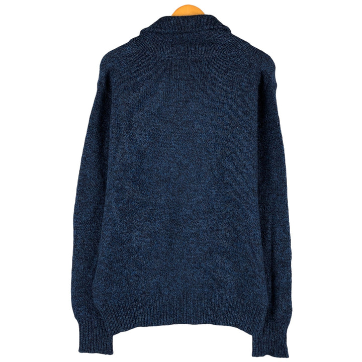 Vintage 1980'S LLBean shawl collar wool knit sweater, made in the USA, size L, men's wool blue type Vintage Second Hand