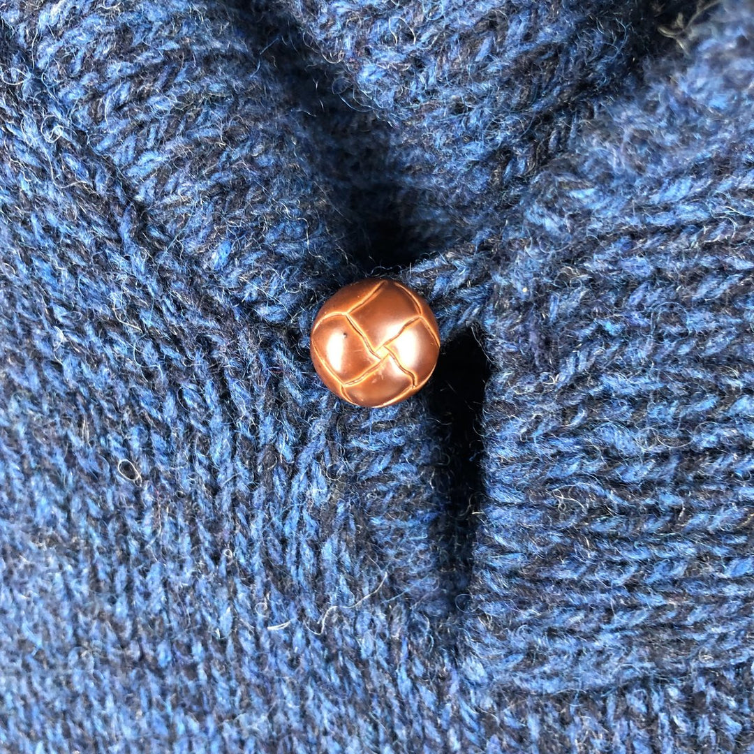 Vintage 1980'S LLBean shawl collar wool knit sweater, made in the USA, size L, men's wool blue type Vintage Second Hand