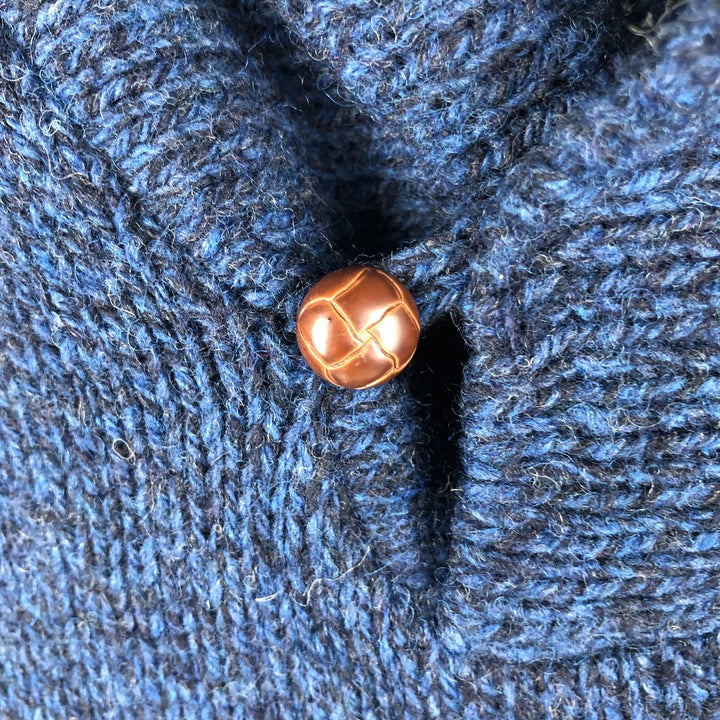 Vintage 1980'S LLBean shawl collar wool knit sweater, made in the USA, size L, men's wool blue type Vintage Second Hand