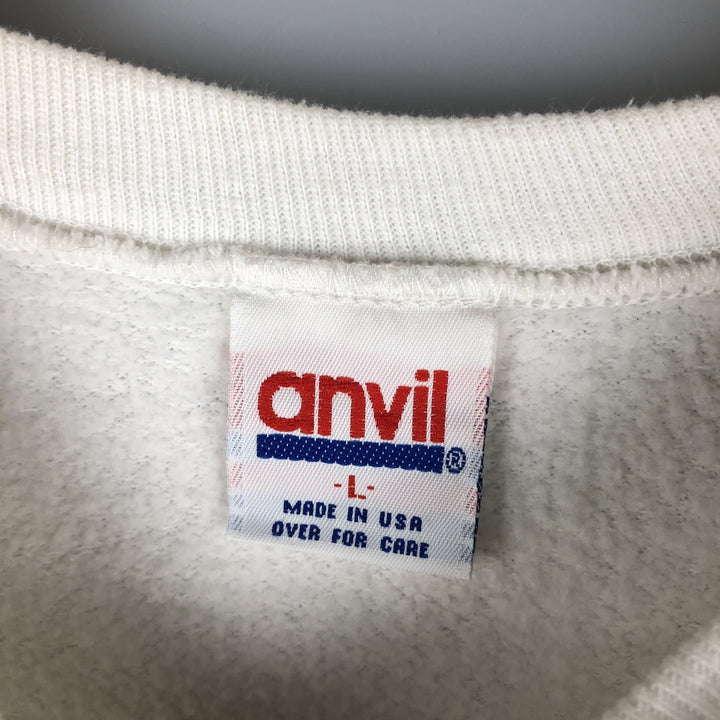 Vintage 1980'S Anvil printed sweatshirt, made in the USA, size L, men's polyester white type Vintage Second Hand