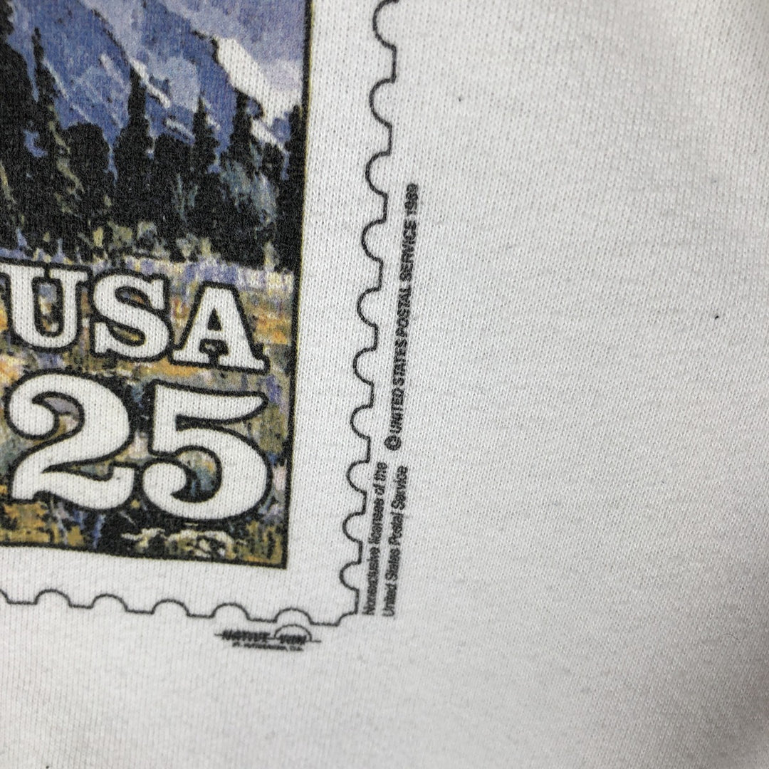 Vintage 1980'S Anvil printed sweatshirt, made in the USA, size L, men's polyester white type Vintage Second Hand