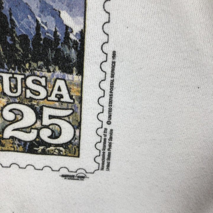 Vintage 1980'S Anvil printed sweatshirt, made in the USA, size L, men's polyester white type Vintage Second Hand