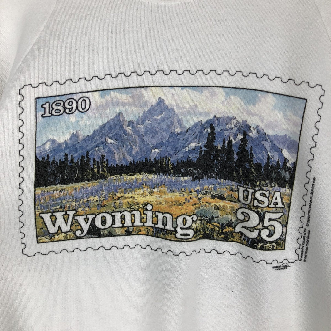 Vintage 1980'S Anvil printed sweatshirt, made in the USA, size L, men's polyester white type Vintage Second Hand