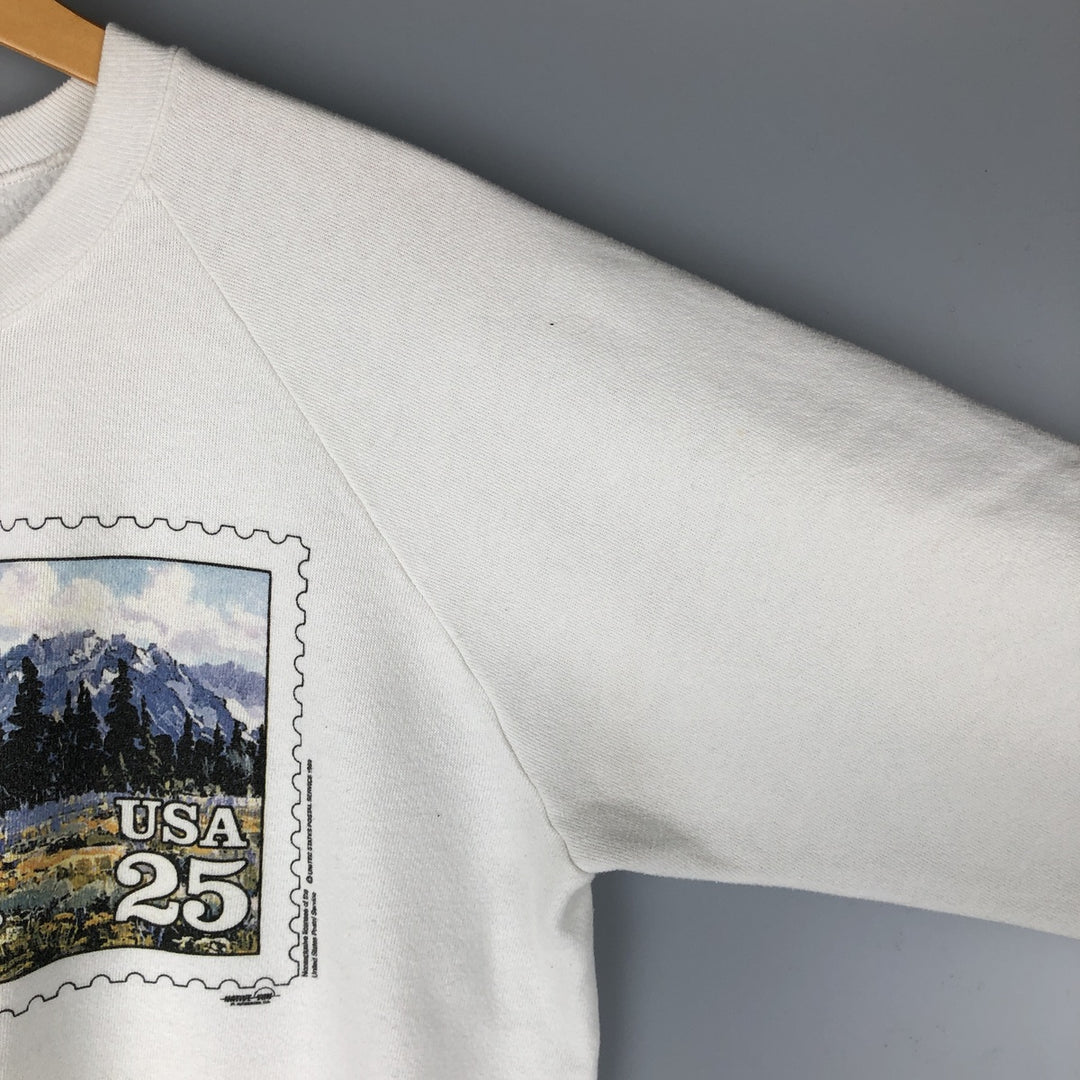 Vintage 1980'S Anvil printed sweatshirt, made in the USA, size L, men's polyester white type Vintage Second Hand
