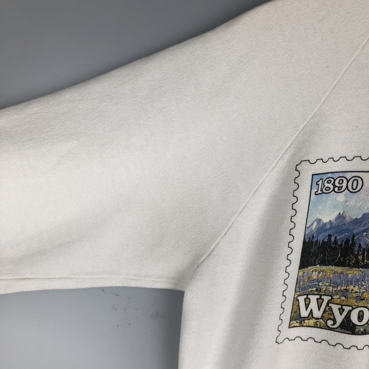 Vintage 1980'S Anvil printed sweatshirt, made in the USA, size L, men's polyester white type Vintage Second Hand