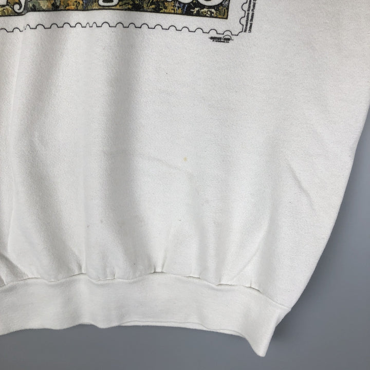 Vintage 1980'S Anvil printed sweatshirt, made in the USA, size L, men's polyester white type Vintage Second Hand
