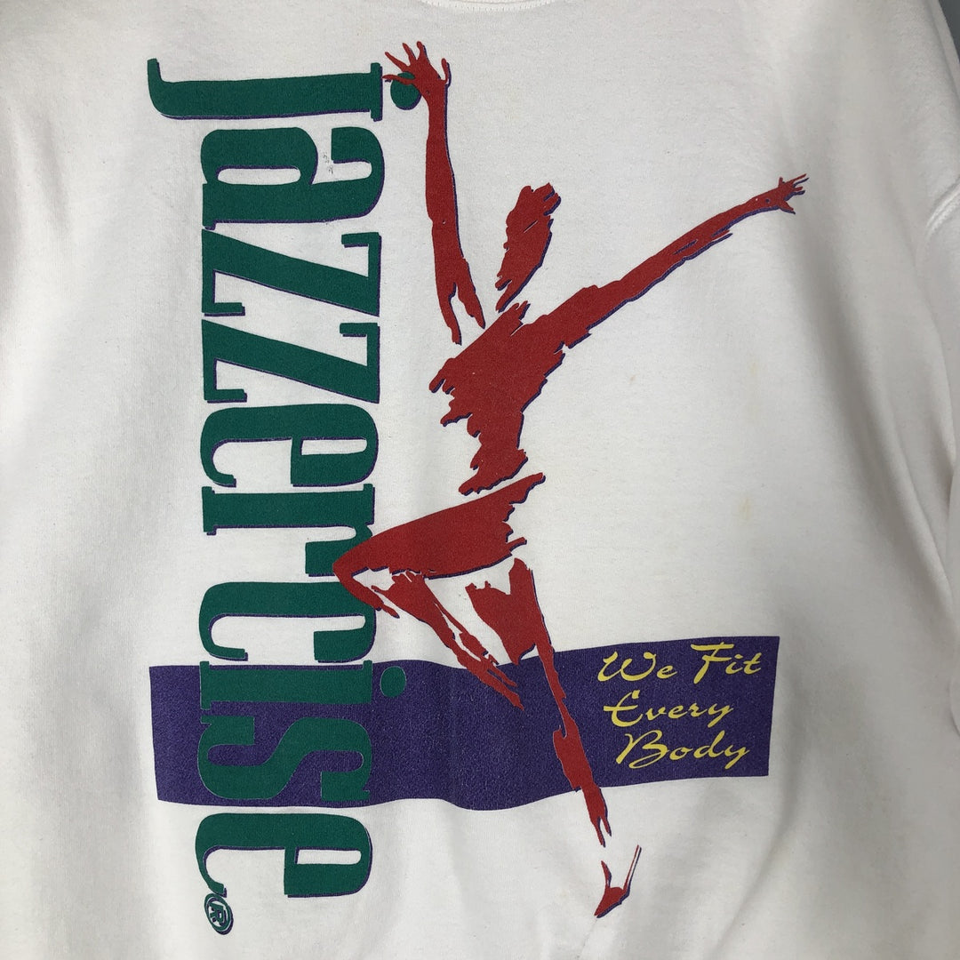 Vintage 90'S Fruit of the Loom Jazzercise print sweatshirt, made in the USA, men's size XL cotton white type Vintage Second Hand