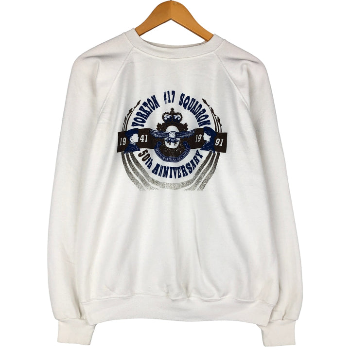 Vintage 90'S Hanes eagle print sweatshirt, made in the USA, size L, men's. polyester white type Vintage Second Hand