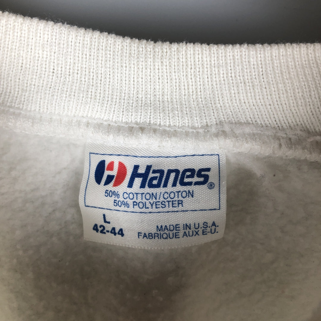 Vintage 90'S Hanes eagle print sweatshirt, made in the USA, size L, men's. polyester white type Vintage Second Hand