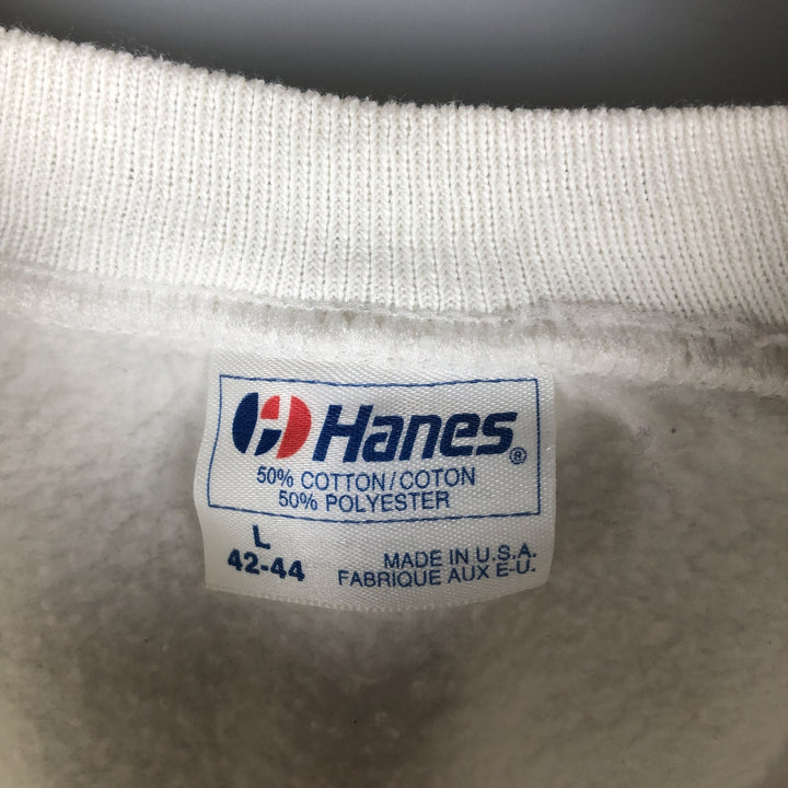 Vintage 90'S Hanes eagle print sweatshirt, made in the USA, size L, men's. polyester white type Vintage Second Hand