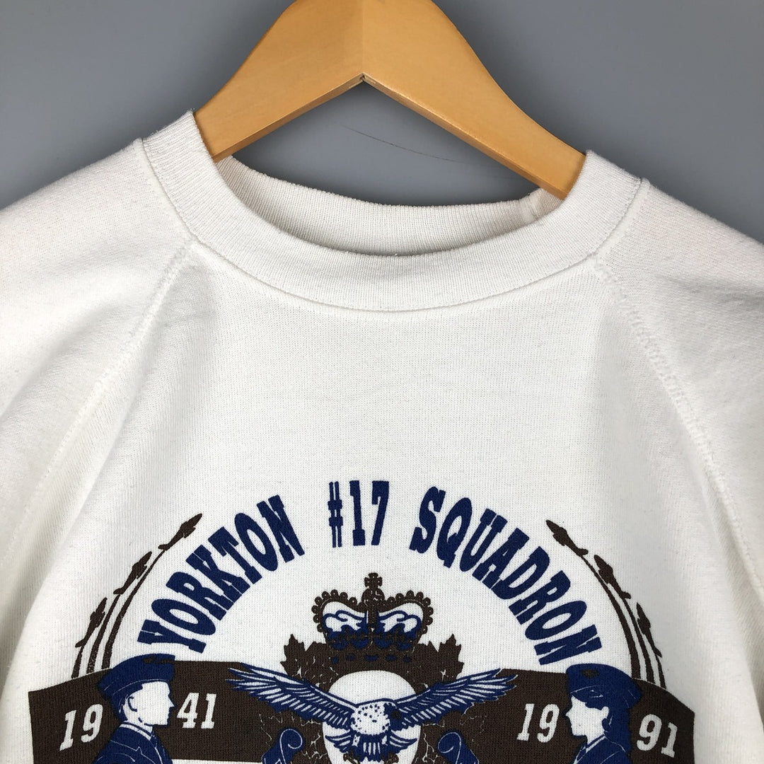 Vintage 90'S Hanes eagle print sweatshirt, made in the USA, size L, men's. polyester white type Vintage Second Hand