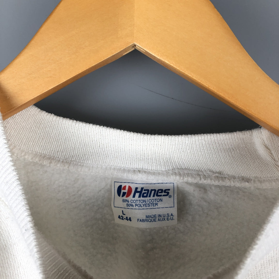 Vintage 90'S Hanes eagle print sweatshirt, made in the USA, size L, men's. polyester white type Vintage Second Hand