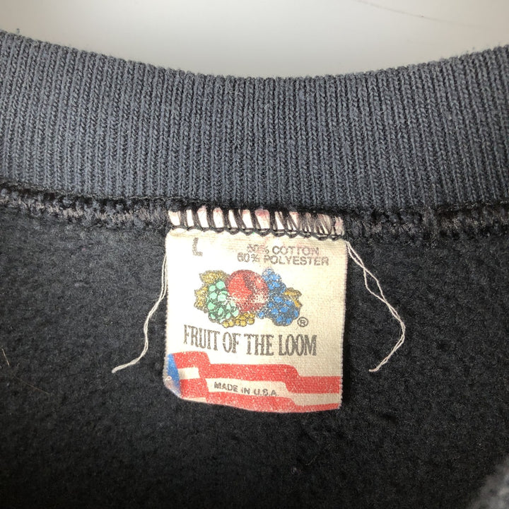 Vintage 1980'S Fruit of the Loom print sweatshirt, made in the USA, size L, men's cotton black type Vintage Second Hand