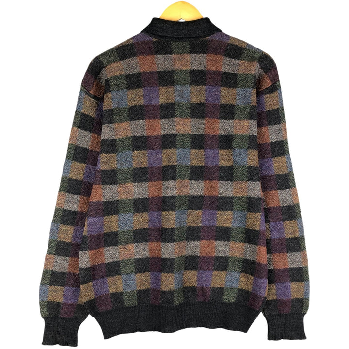 Tricots StRaphal All-Over Print Polo Knit Sweater, Men's Size L, Vintage unclear multicolor Vintage Second Hand