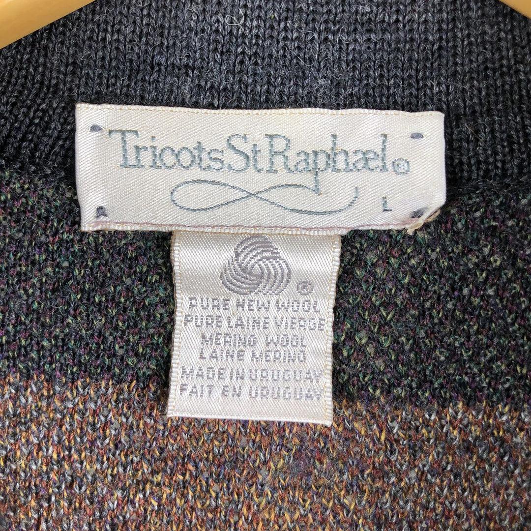 Tricots StRaphal All-Over Print Polo Knit Sweater, Men's Size L, Vintage unclear multicolor Vintage Second Hand