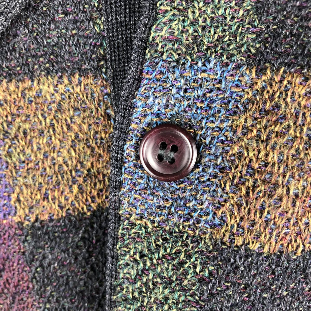 Tricots StRaphal All-Over Print Polo Knit Sweater, Men's Size L, Vintage unclear multicolor Vintage Second Hand