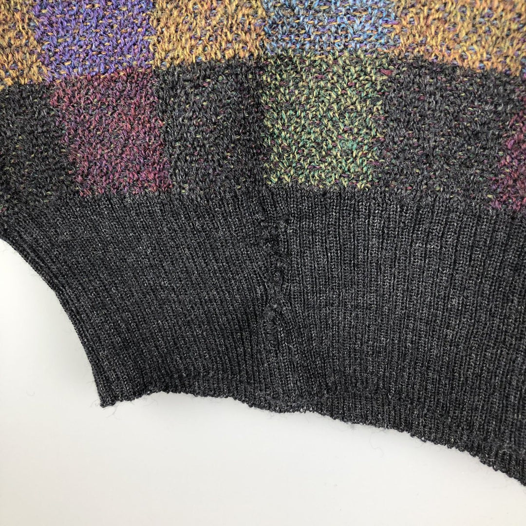 Tricots StRaphal All-Over Print Polo Knit Sweater, Men's Size L, Vintage unclear multicolor Vintage Second Hand