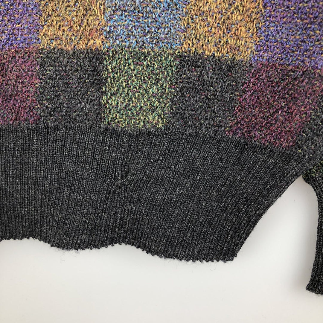 Tricots StRaphal All-Over Print Polo Knit Sweater, Men's Size L, Vintage unclear multicolor Vintage Second Hand