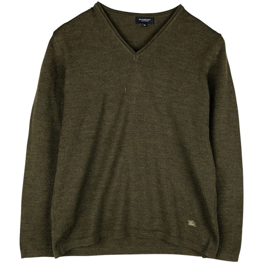 Burberry's BURBERRY LONDON V-neck merino wool knit sweater, men's size S Merino wool Khaki type Vintage Second Hand