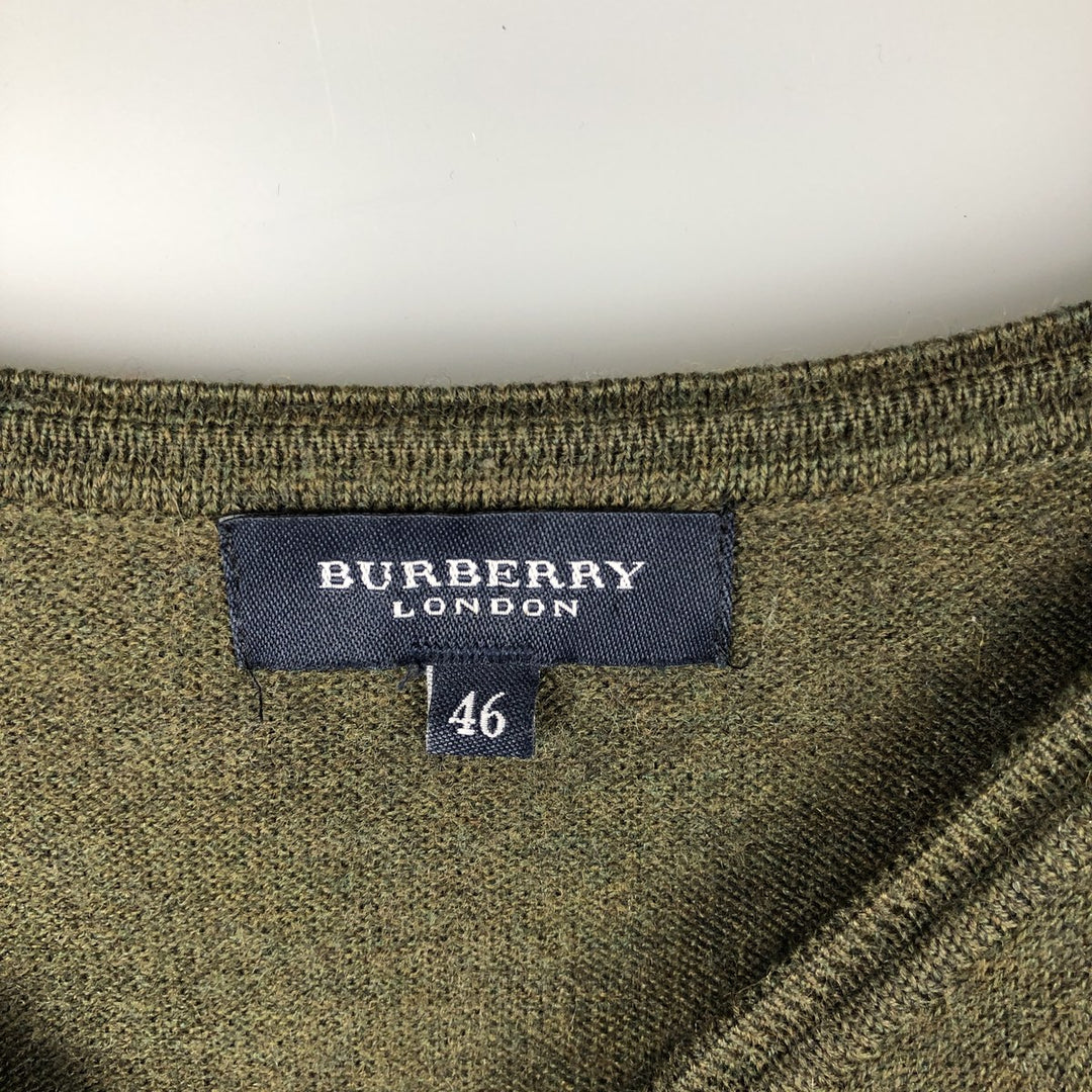 Burberry's BURBERRY LONDON V-neck merino wool knit sweater, men's size S Merino wool Khaki type Vintage Second Hand