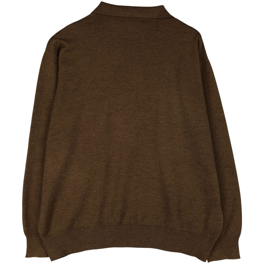 Burberry's BURBERRY LONDON polo knit sweater, made in Spain, men's size XL Merino wool brown type Vintage Second Hand