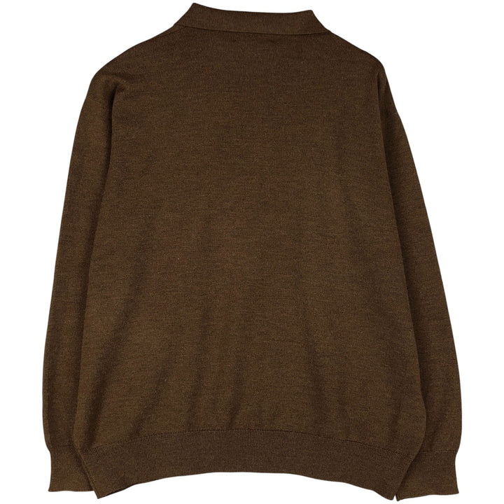 Burberry's BURBERRY LONDON polo knit sweater, made in Spain, men's size XL Merino wool brown type Vintage Second Hand