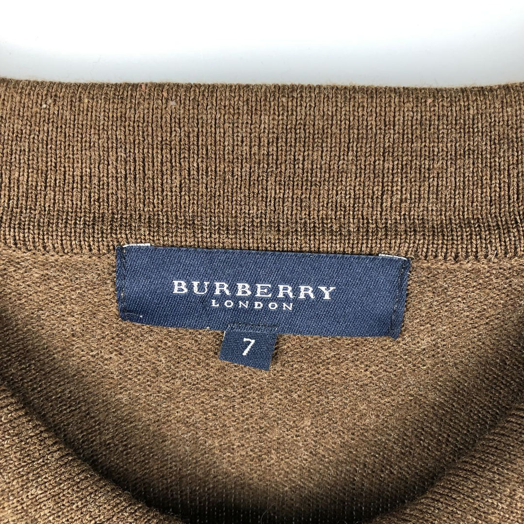 Burberry's BURBERRY LONDON polo knit sweater, made in Spain, men's size XL Merino wool brown type Vintage Second Hand
