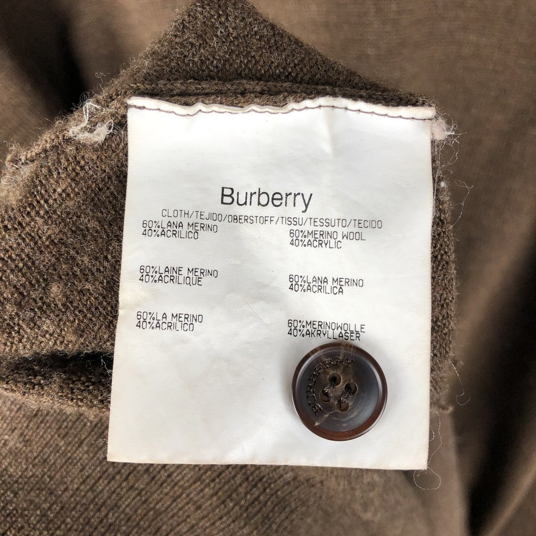 Burberry's BURBERRY LONDON polo knit sweater, made in Spain, men's size XL Merino wool brown type Vintage Second Hand