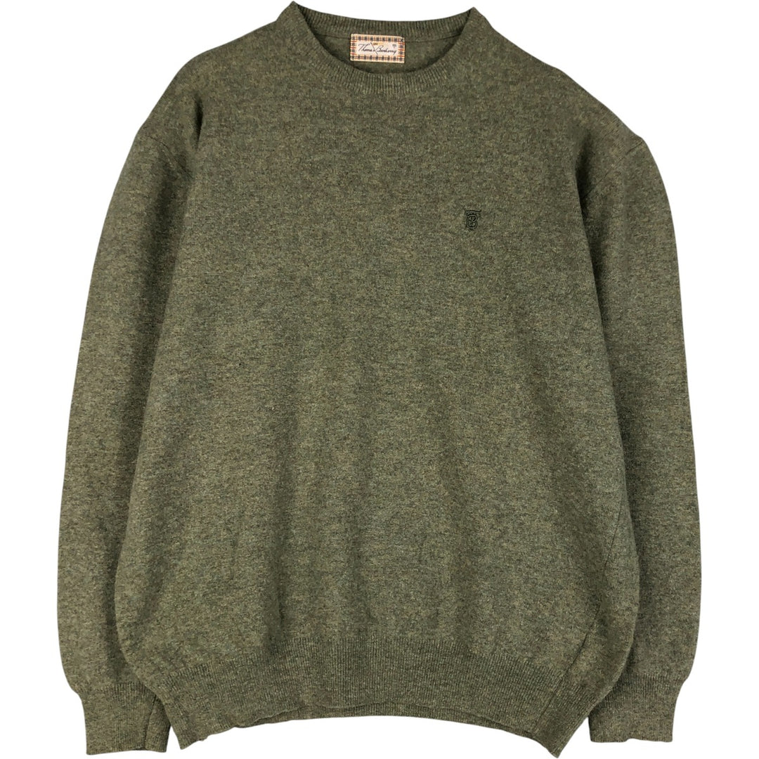 Burberry's Thomas Burberry lambswool knit sweater, men's size XXL Lamb wool Khaki type sage green Vintage Second Hand