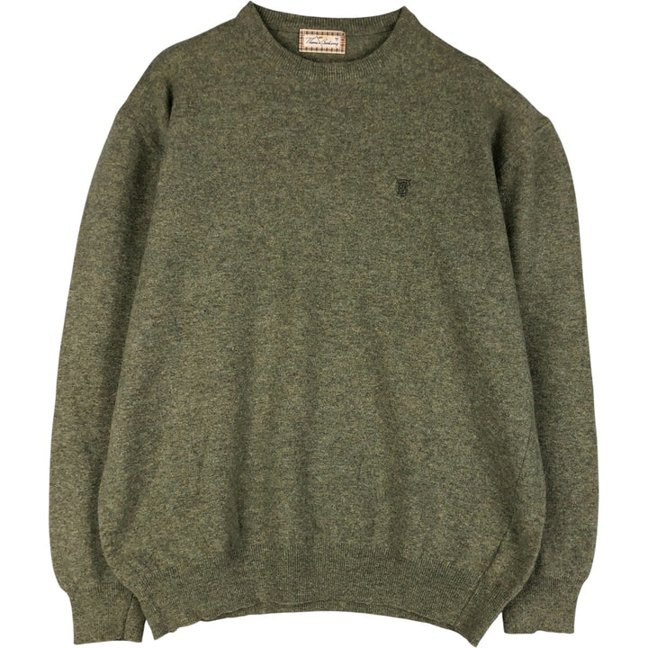 Burberry's Thomas Burberry lambswool knit sweater, men's size XXL Lamb wool Khaki type sage green Vintage Second Hand