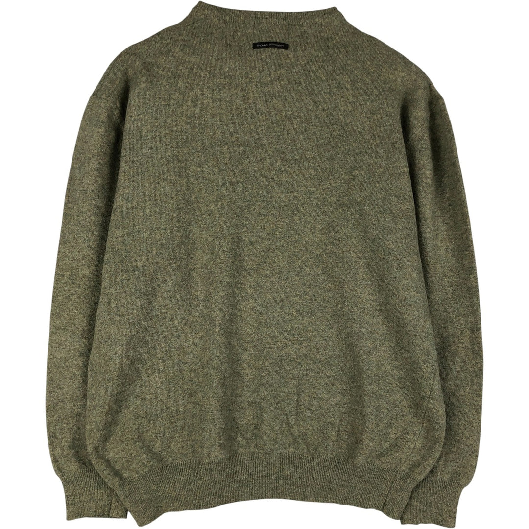 Burberry's Thomas Burberry lambswool knit sweater, men's size XXL Lamb wool Khaki type sage green Vintage Second Hand